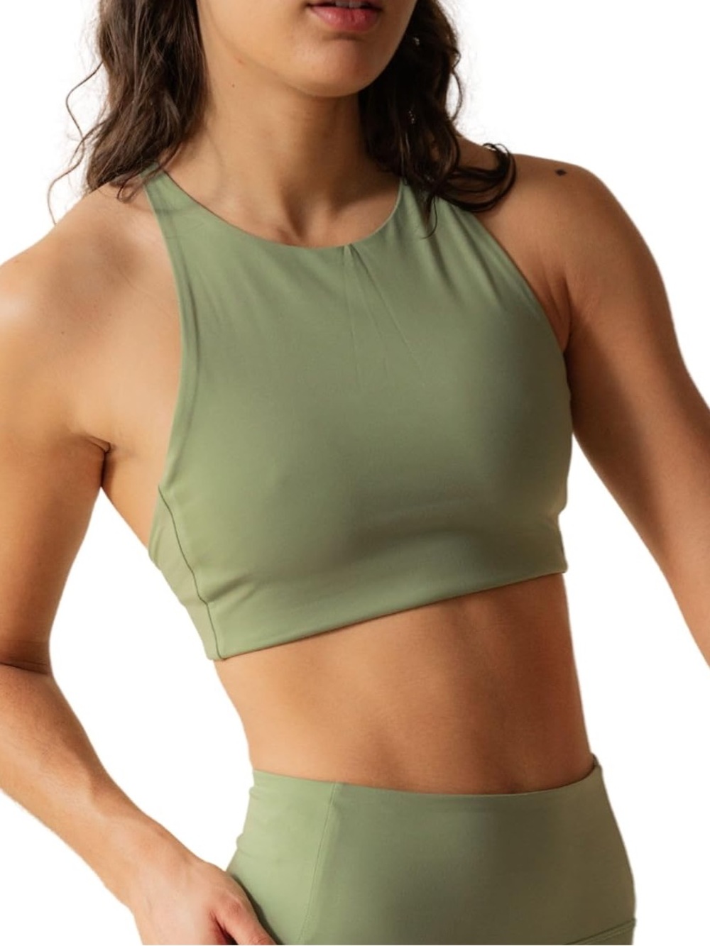 Girlfriend Collective Topanga Bra - M - green cross back adjustable strappy